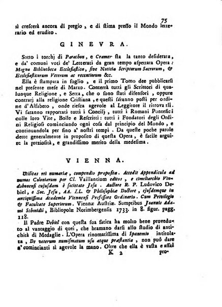 Novelle della Repubblica delle lettere dell'anno ..., pubblicate sotto gli auspizj di sua eccellenza ...