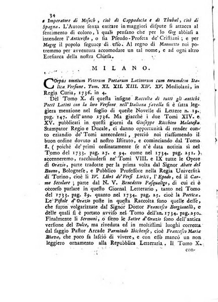 Novelle della Repubblica delle lettere dell'anno ..., pubblicate sotto gli auspizj di sua eccellenza ...