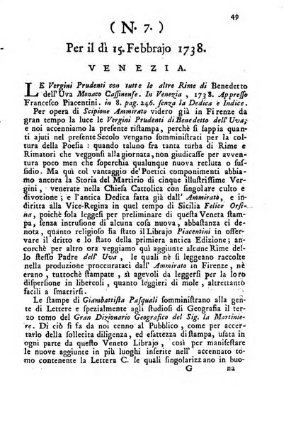 Novelle della Repubblica delle lettere dell'anno ..., pubblicate sotto gli auspizj di sua eccellenza ...