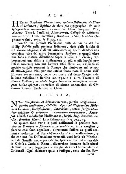 Novelle della Repubblica delle lettere dell'anno ..., pubblicate sotto gli auspizj di sua eccellenza ...