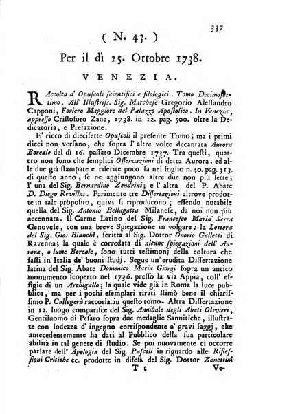 Novelle della Repubblica delle lettere dell'anno ..., pubblicate sotto gli auspizj di sua eccellenza ...