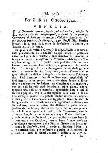 Novelle della Repubblica delle lettere dell'anno ..., pubblicate sotto gli auspizj di sua eccellenza ...