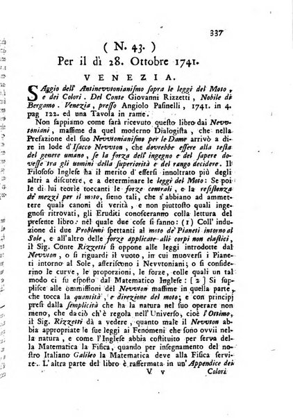 Novelle della Repubblica delle lettere dell'anno ..., pubblicate sotto gli auspizj di sua eccellenza ...