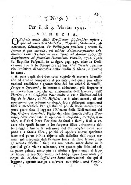 Novelle della Repubblica delle lettere dell'anno ..., pubblicate sotto gli auspizj di sua eccellenza ...