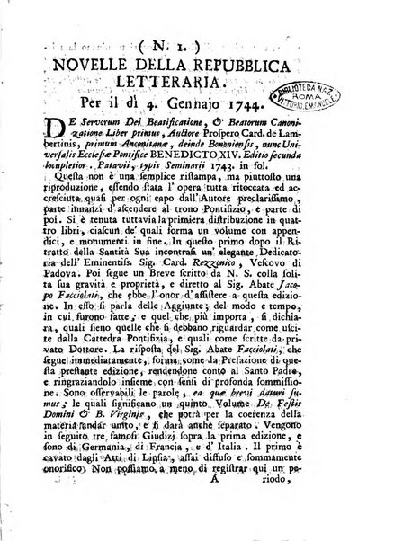 Novelle della Repubblica delle lettere dell'anno ..., pubblicate sotto gli auspizj di sua eccellenza ...