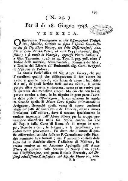 Novelle della Repubblica delle lettere dell'anno ..., pubblicate sotto gli auspizj di sua eccellenza ...