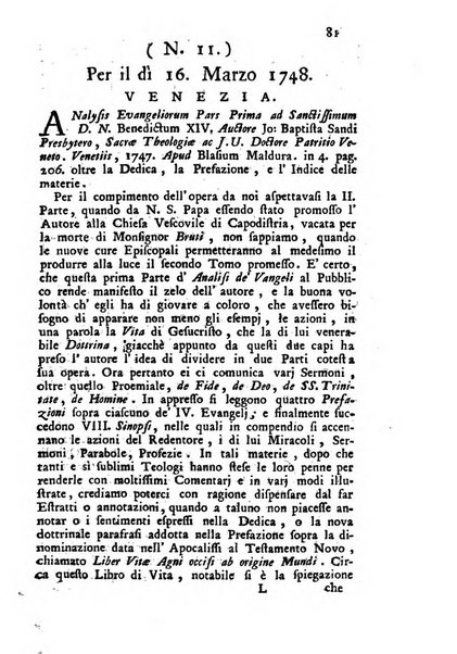 Novelle della Repubblica delle lettere dell'anno ..., pubblicate sotto gli auspizj di sua eccellenza ...