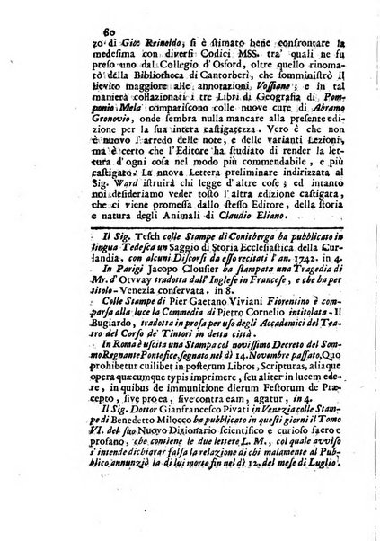 Novelle della Repubblica delle lettere dell'anno ..., pubblicate sotto gli auspizj di sua eccellenza ...