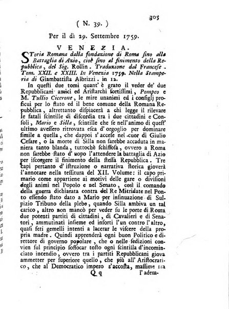 Novelle della Repubblica delle lettere dell'anno ..., pubblicate sotto gli auspizj di sua eccellenza ...