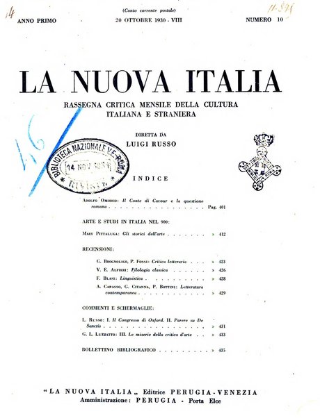 La nuova Italia rassegna critica mensile della cultura italiana e straniera