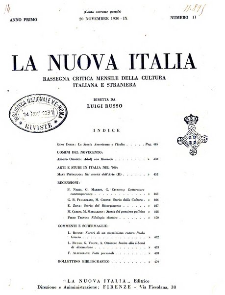 La nuova Italia rassegna critica mensile della cultura italiana e straniera