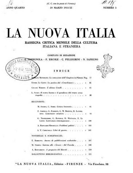 La nuova Italia rassegna critica mensile della cultura italiana e straniera