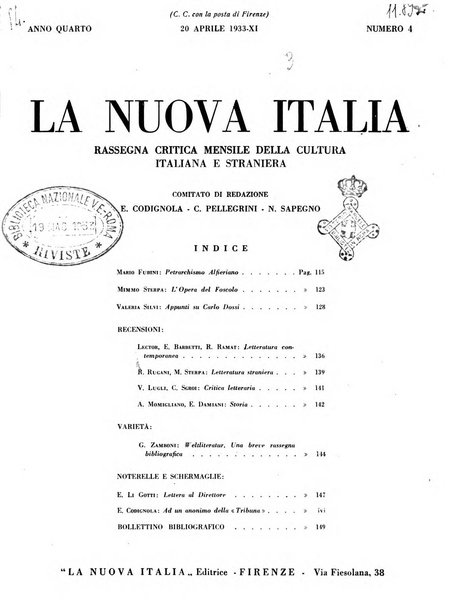 La nuova Italia rassegna critica mensile della cultura italiana e straniera