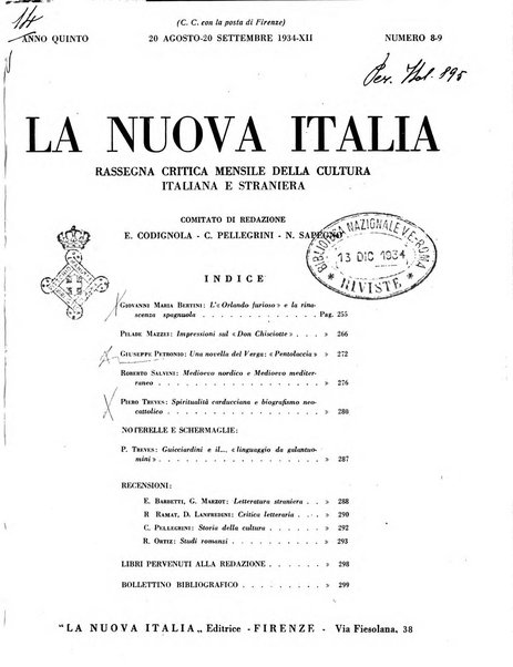 La nuova Italia rassegna critica mensile della cultura italiana e straniera