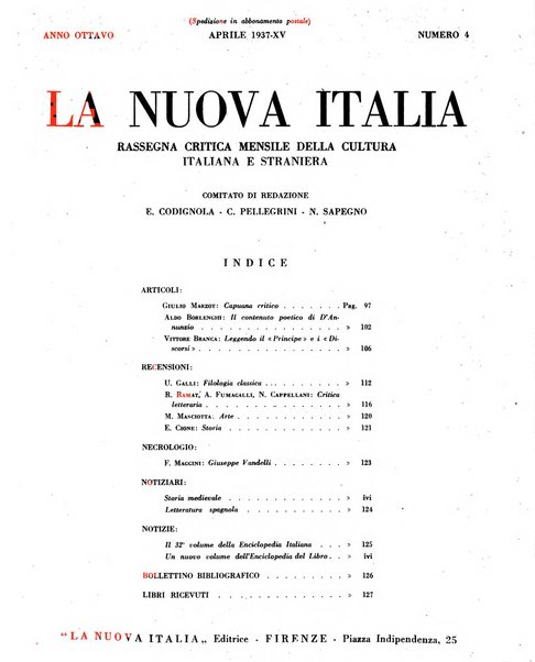 La nuova Italia rassegna critica mensile della cultura italiana e straniera