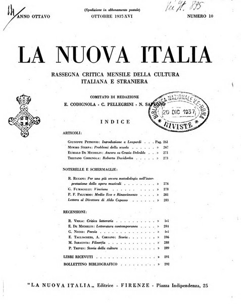 La nuova Italia rassegna critica mensile della cultura italiana e straniera