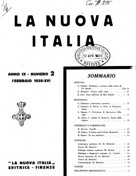 La nuova Italia rassegna critica mensile della cultura italiana e straniera