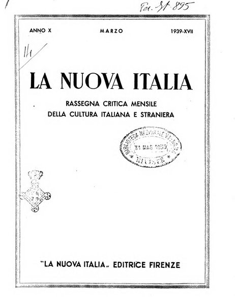 La nuova Italia rassegna critica mensile della cultura italiana e straniera