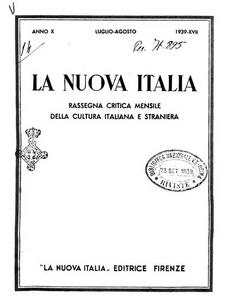 La nuova Italia rassegna critica mensile della cultura italiana e straniera