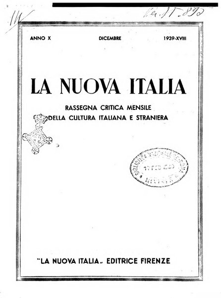 La nuova Italia rassegna critica mensile della cultura italiana e straniera