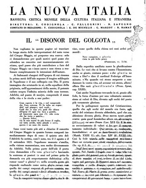 La nuova Italia rassegna critica mensile della cultura italiana e straniera