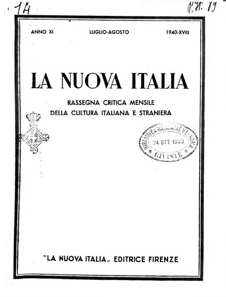 La nuova Italia rassegna critica mensile della cultura italiana e straniera