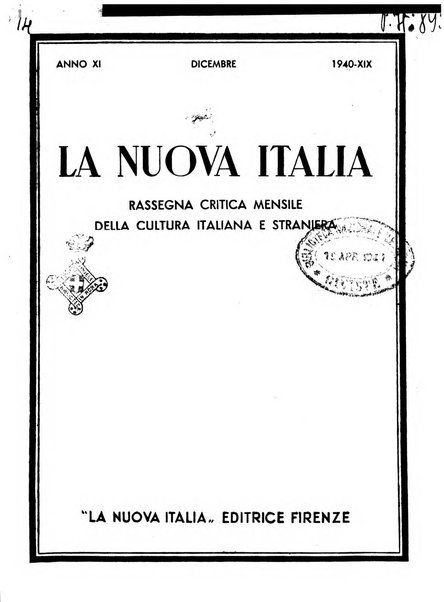 La nuova Italia rassegna critica mensile della cultura italiana e straniera