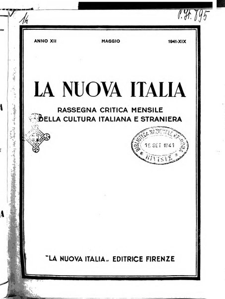 La nuova Italia rassegna critica mensile della cultura italiana e straniera