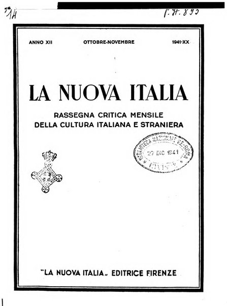 La nuova Italia rassegna critica mensile della cultura italiana e straniera