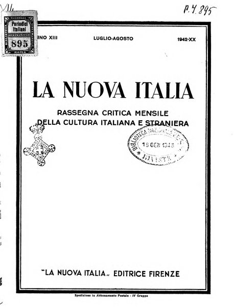 La nuova Italia rassegna critica mensile della cultura italiana e straniera