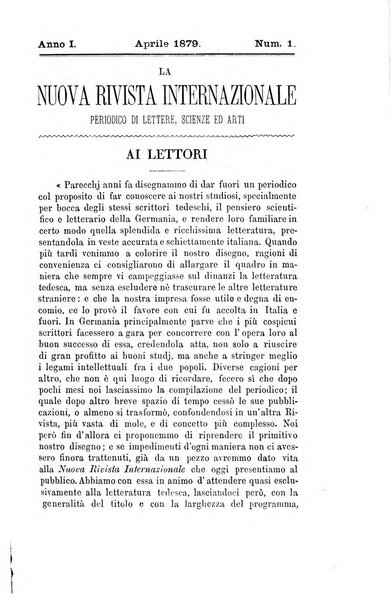 La nuova rivista internazionale periodico di lettere, scienze ed arti