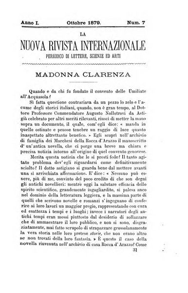 La nuova rivista internazionale periodico di lettere, scienze ed arti