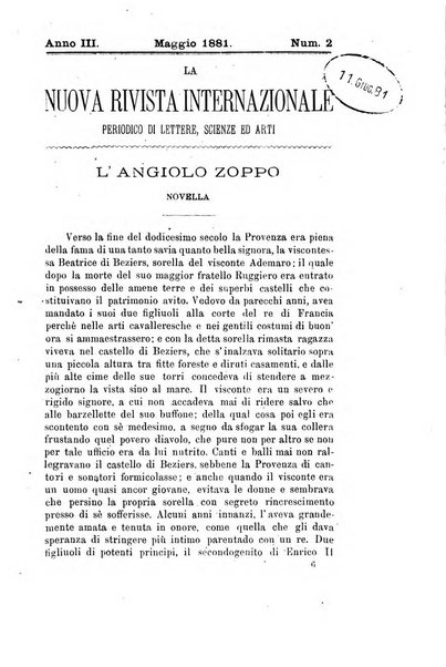 La nuova rivista internazionale periodico di lettere, scienze ed arti