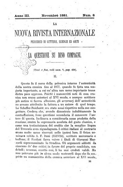 La nuova rivista internazionale periodico di lettere, scienze ed arti