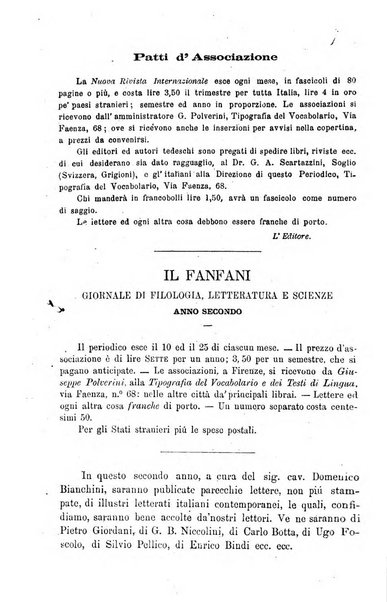 La nuova rivista internazionale periodico di lettere, scienze ed arti