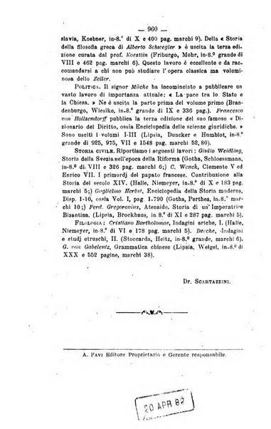 La nuova rivista internazionale periodico di lettere, scienze ed arti