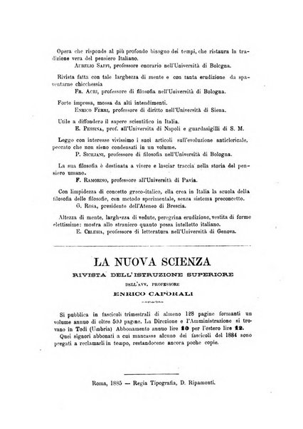 La nuova scienza rivista dell'istruzione superiore