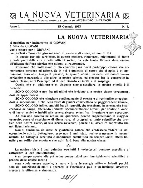 La nuova veterinaria rivista mensile fondata e diretta da Alessandro Lanfranchi