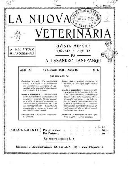 La nuova veterinaria rivista mensile fondata e diretta da Alessandro Lanfranchi