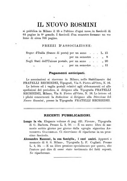 Il nuovo Rosmini periodico scientifico e letterario