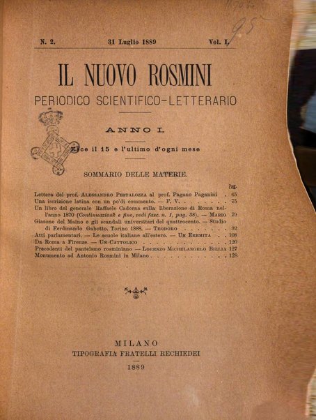 Il nuovo Rosmini periodico scientifico e letterario