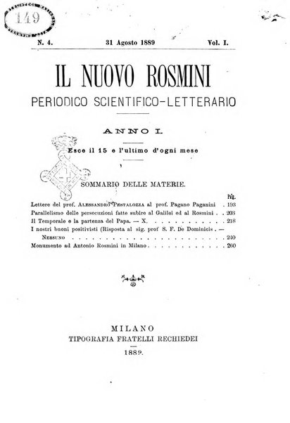 Il nuovo Rosmini periodico scientifico e letterario