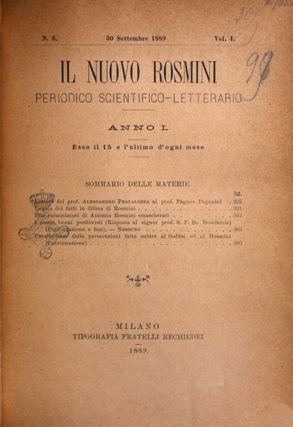 Il nuovo Rosmini periodico scientifico e letterario