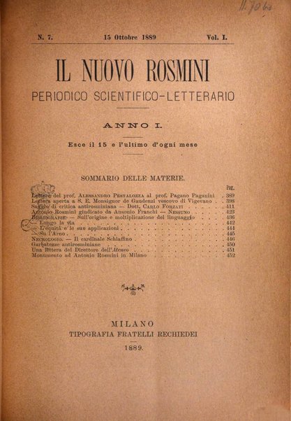 Il nuovo Rosmini periodico scientifico e letterario