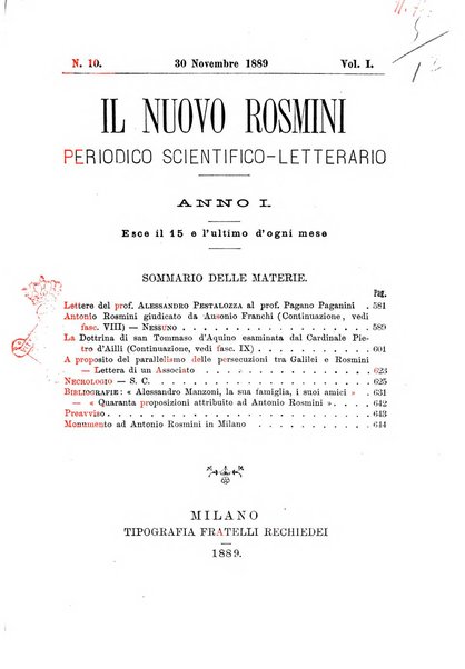 Il nuovo Rosmini periodico scientifico e letterario