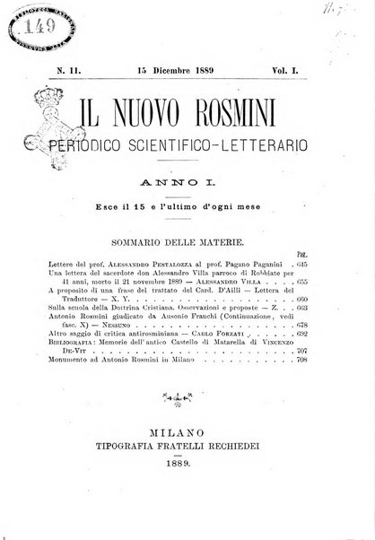 Il nuovo Rosmini periodico scientifico e letterario