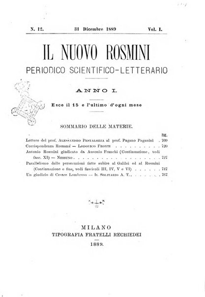 Il nuovo Rosmini periodico scientifico e letterario