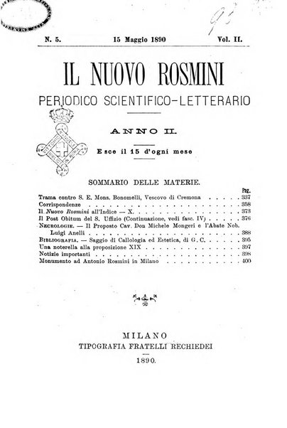 Il nuovo Rosmini periodico scientifico e letterario