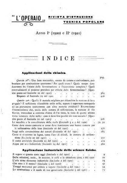 L'operaio rivista d'istruzione tecnica popolare