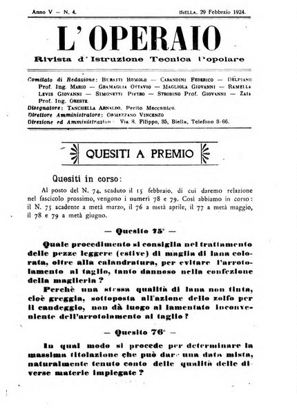 L'operaio rivista d'istruzione tecnica popolare